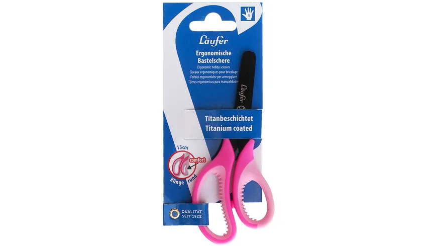 Läufer Bastelschere 13cm rund mit weichem Komfortgriff pink/rosa pink/rosa