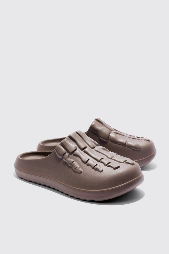 Perforierte Mules mit Skelett-Print