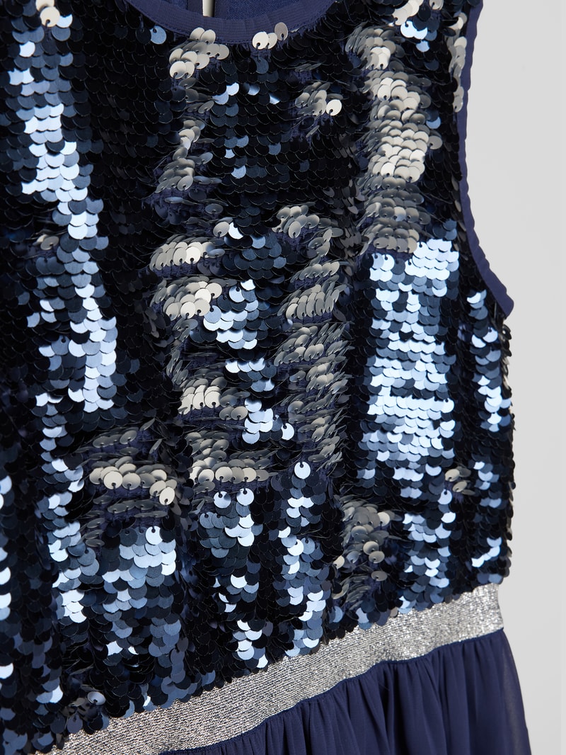 Kleid mit Wendepailletten in marineblau