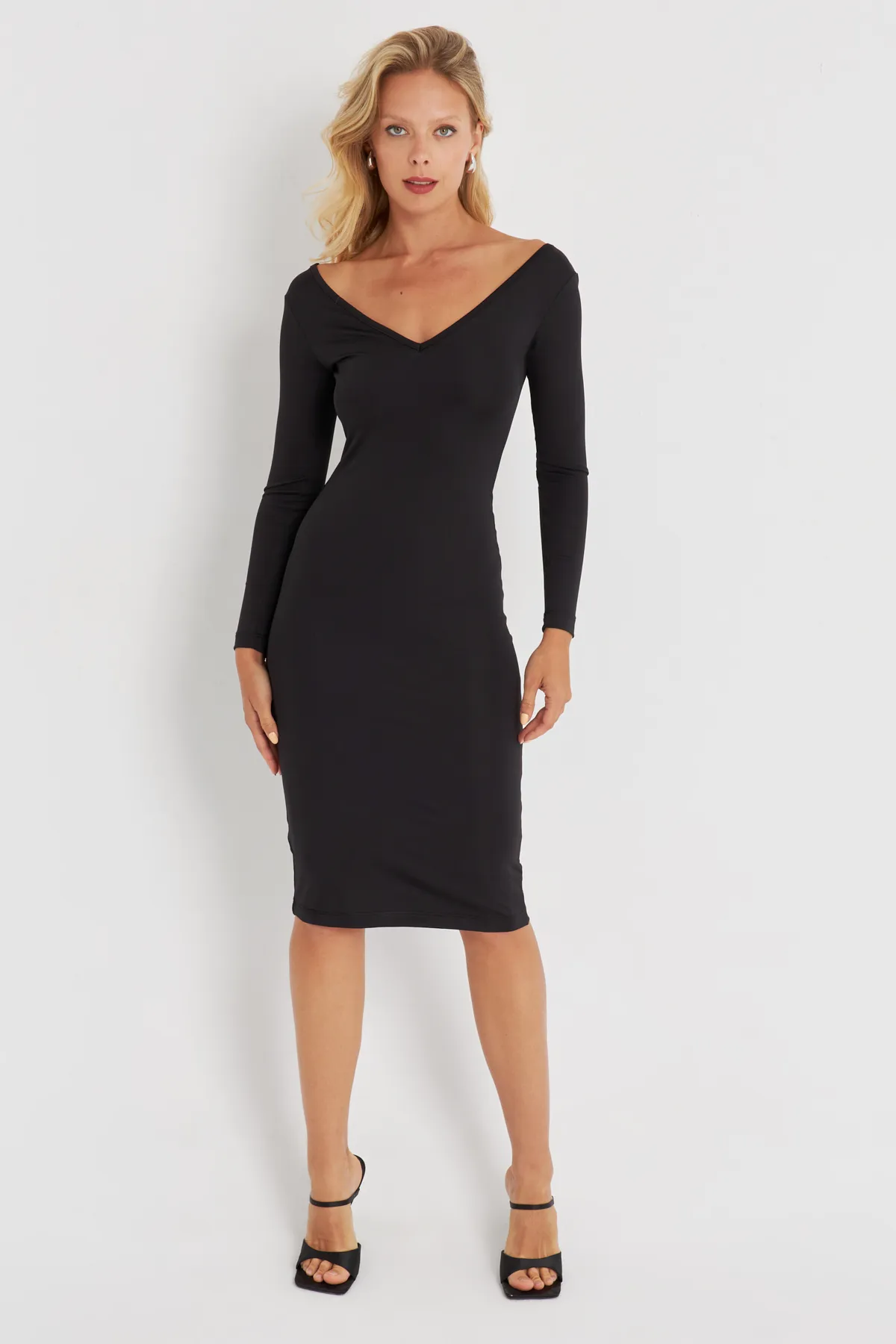 Cool & Sexy  Schwarzes Midikleid mit Spitze für Damen EY2671