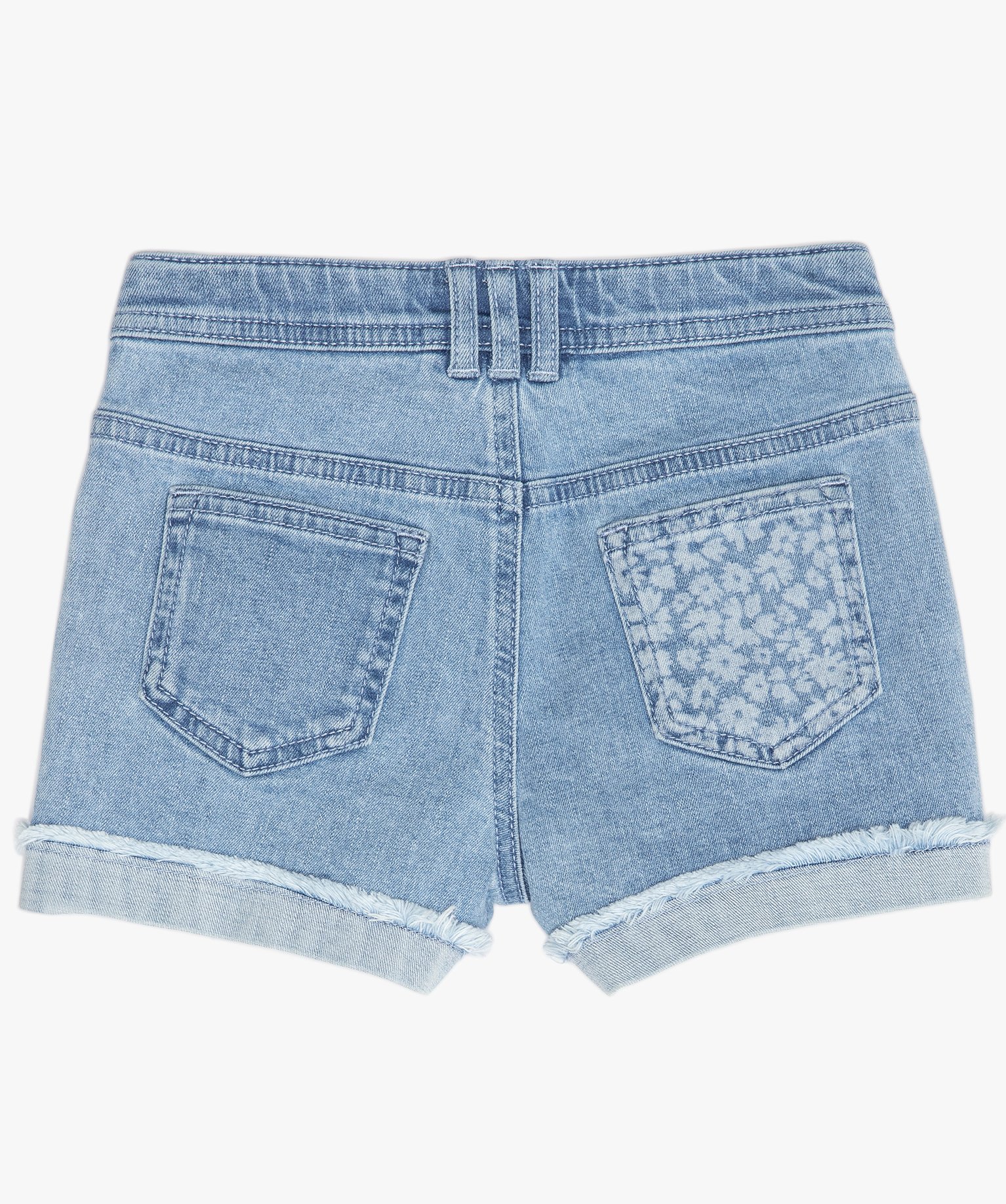 Short fille en jean à motifs et bords francs denim | GEMO