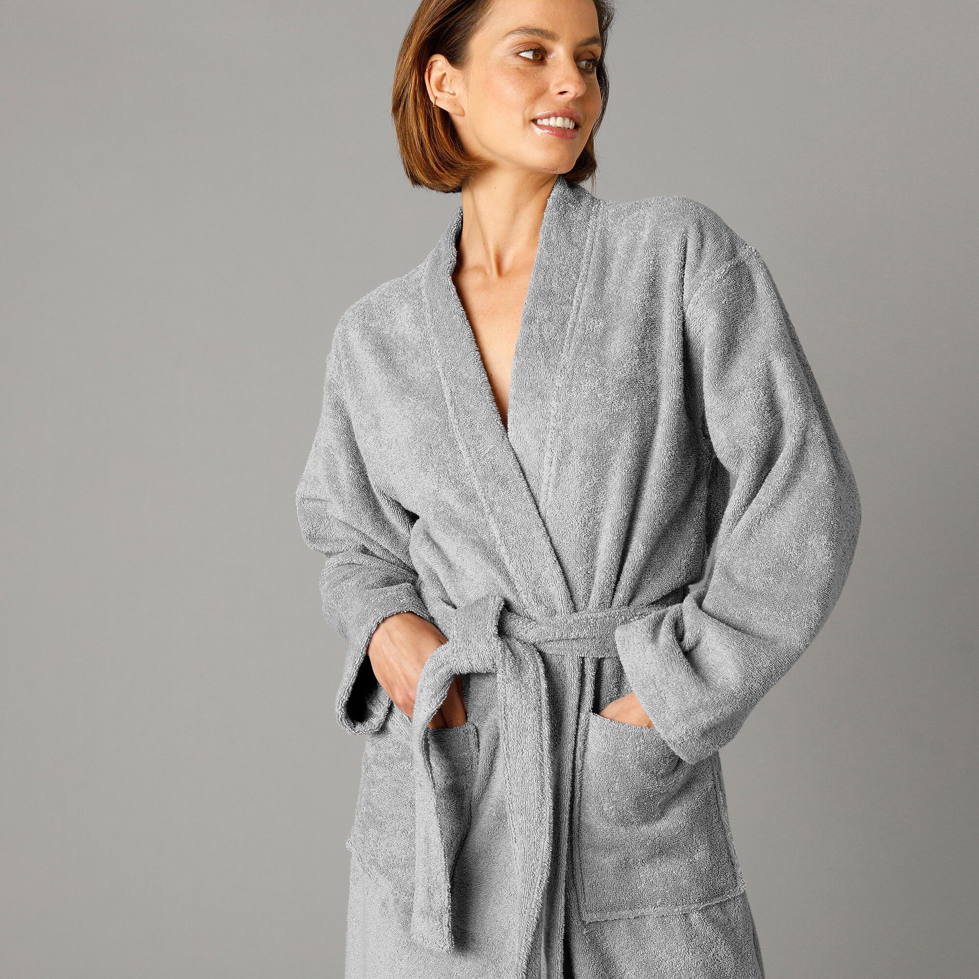 Peignoir mixte adulte col kimono éponge bouclette
