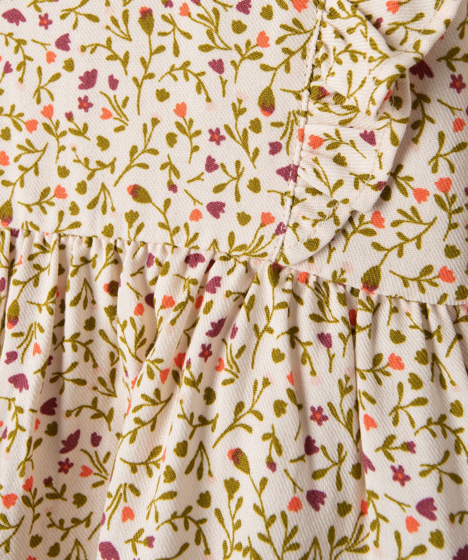 Blouse bébé fille imprimée avec volants sur le haut du buste ecru | GEMO