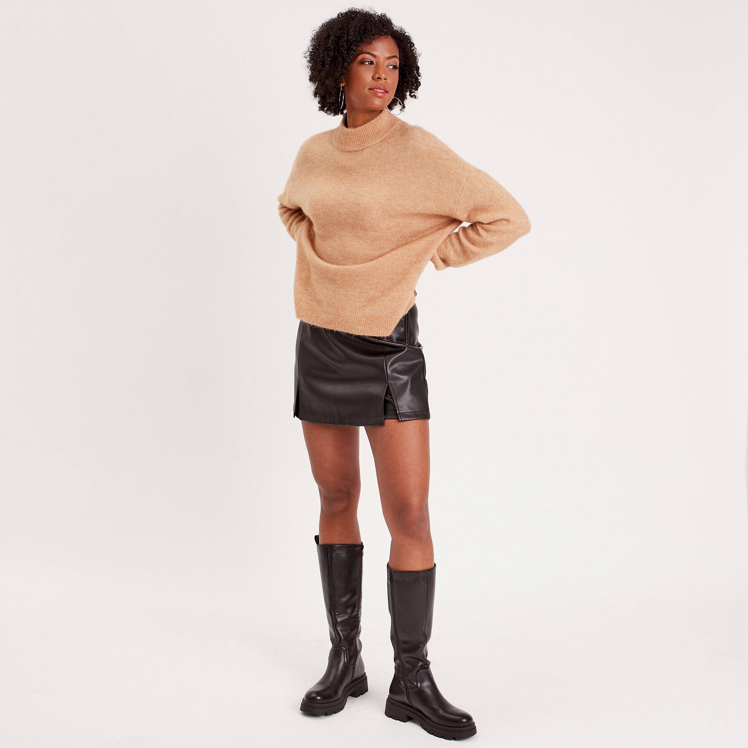 Pull col montant beige femme | Cache Cache