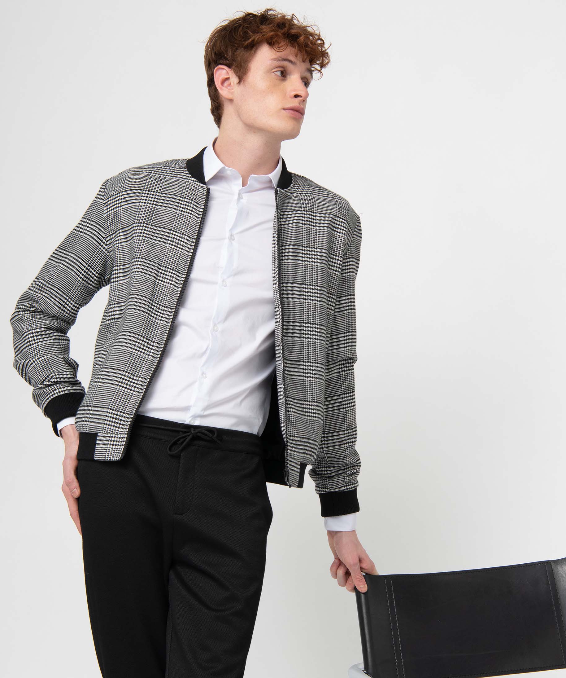 Blouson homme léger à motif pied de poule carreaux | GEMO