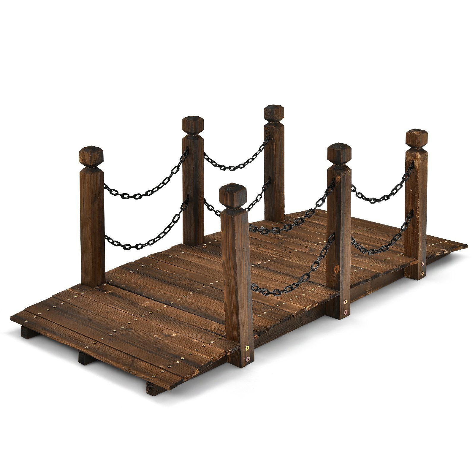 COSTWAY Zierbrücke, Gartenbrücke belastbar bis 120kg, 151 x 67 x 55cm