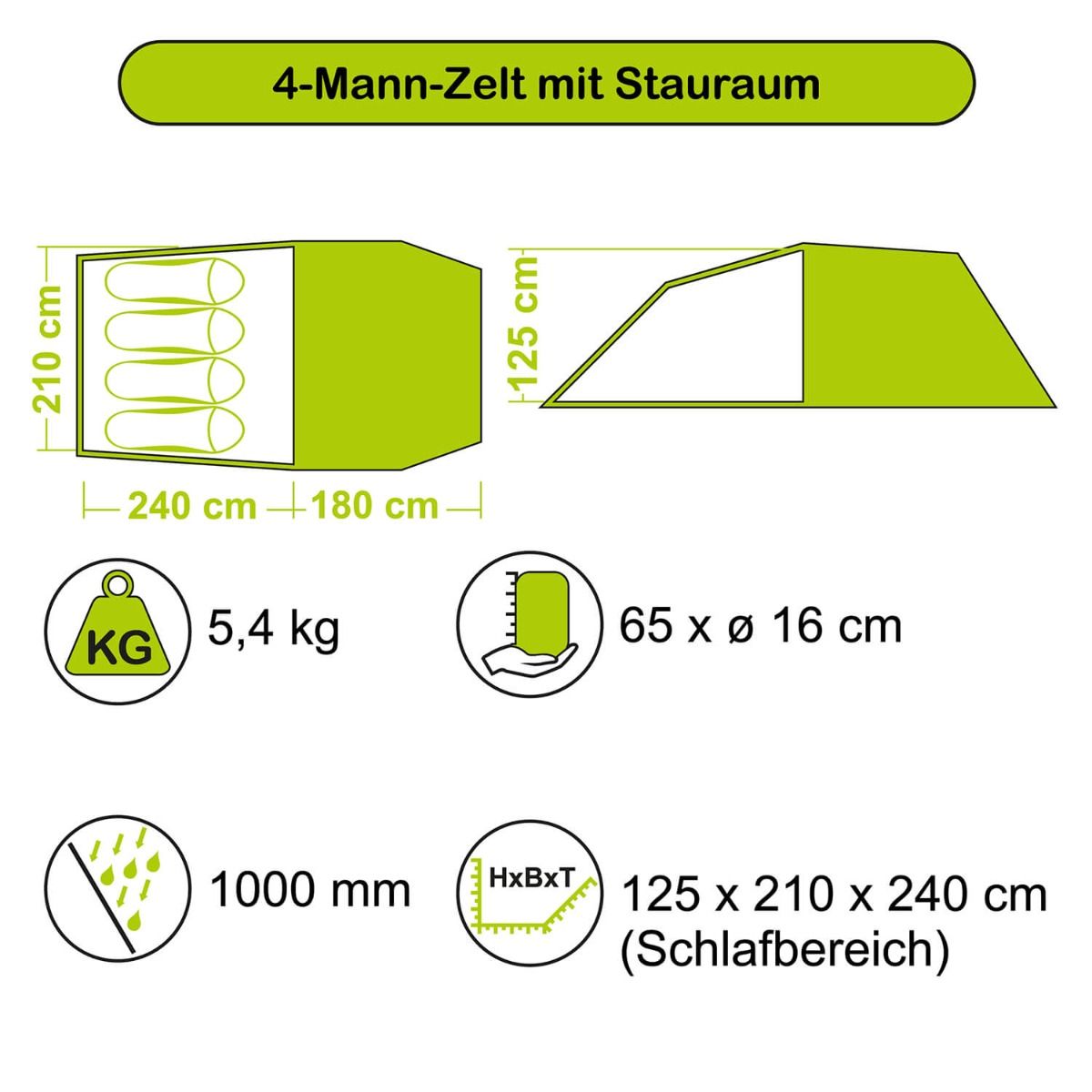 4-Mann-Zelt mit Stauraum