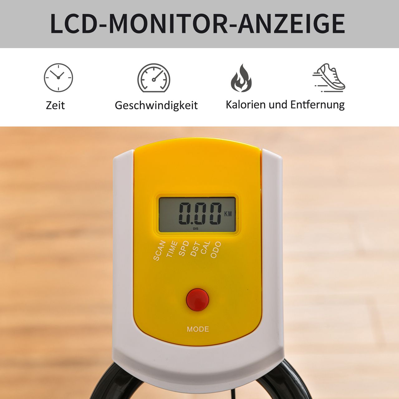 HOMCOM Fahrradtrainer höhenverstellbar Rollentrainer Stahl ABS Gelb Schwarz