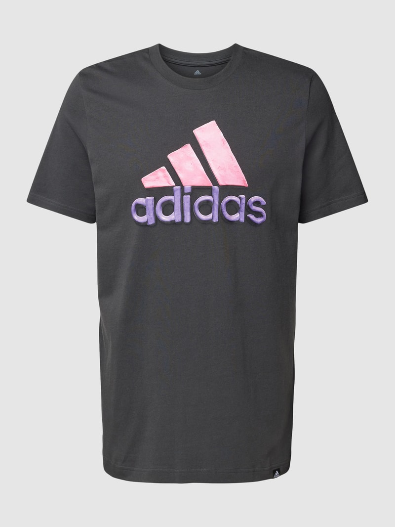 T-Shirt mit Label-Print in dunkelgrau