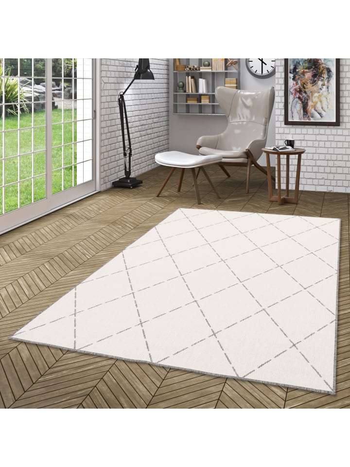 Pergamon In- und Outdoor Teppich Beidseitig Newport Rauten in Grijs günstig kaufen 80 x 150cm