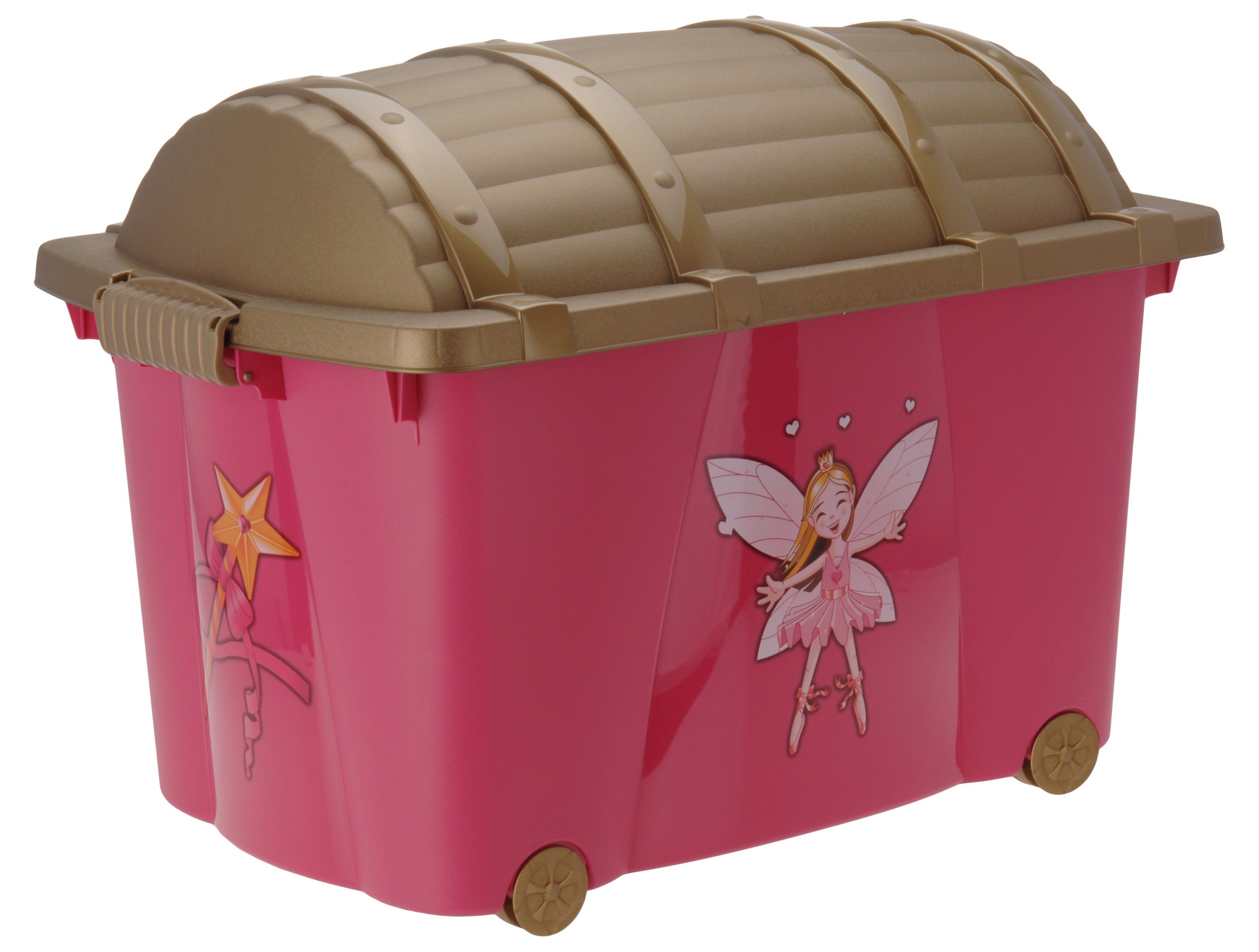 Spetebo Spielzeugtruhe Kinder Rollbox PRINZESSIN mit Deckel 57 Liter (Set, 1 St., Box mit Deckel), Kinderzimmer, Aufbewahrung, Rollbox, kinderleicht verschließen