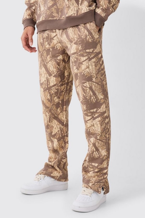 Camouflage Jogginghose mit geteiltem Saum
