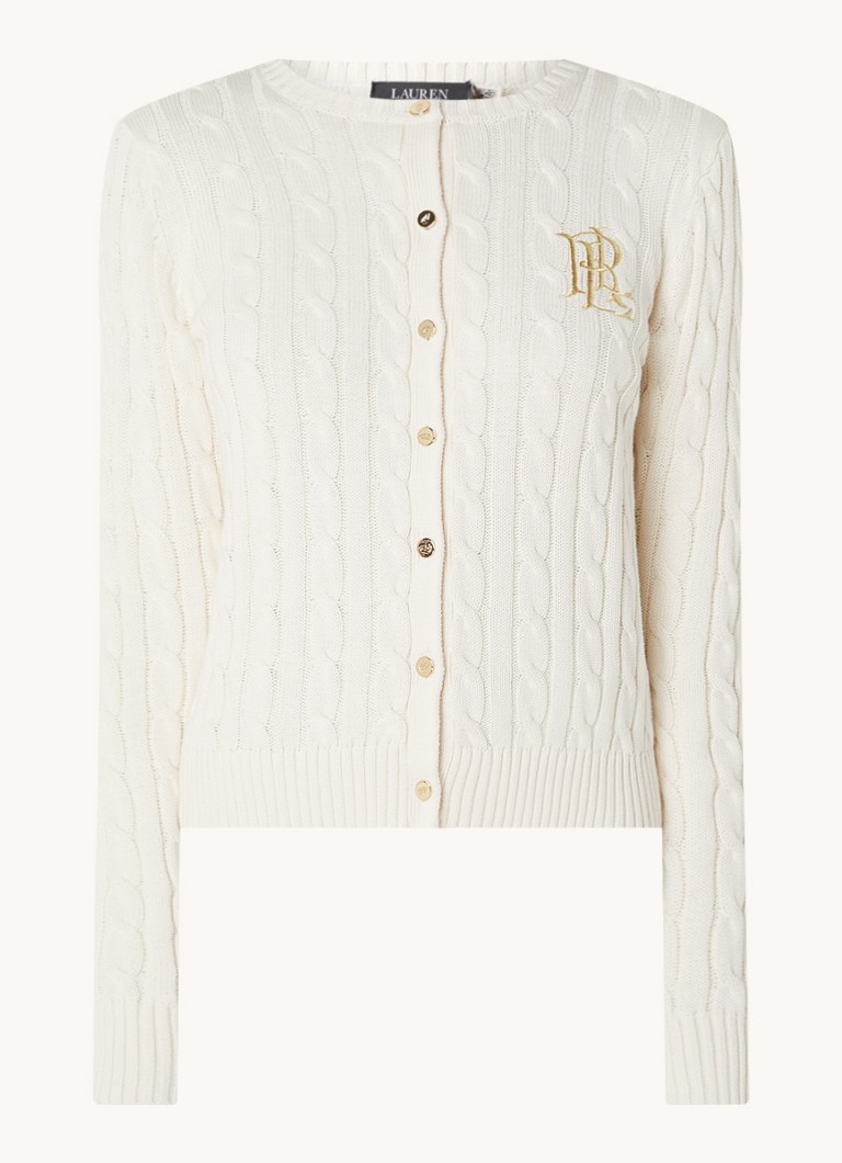 Vestă tricotată cu cabluri Ralph Lauren și logo brodat