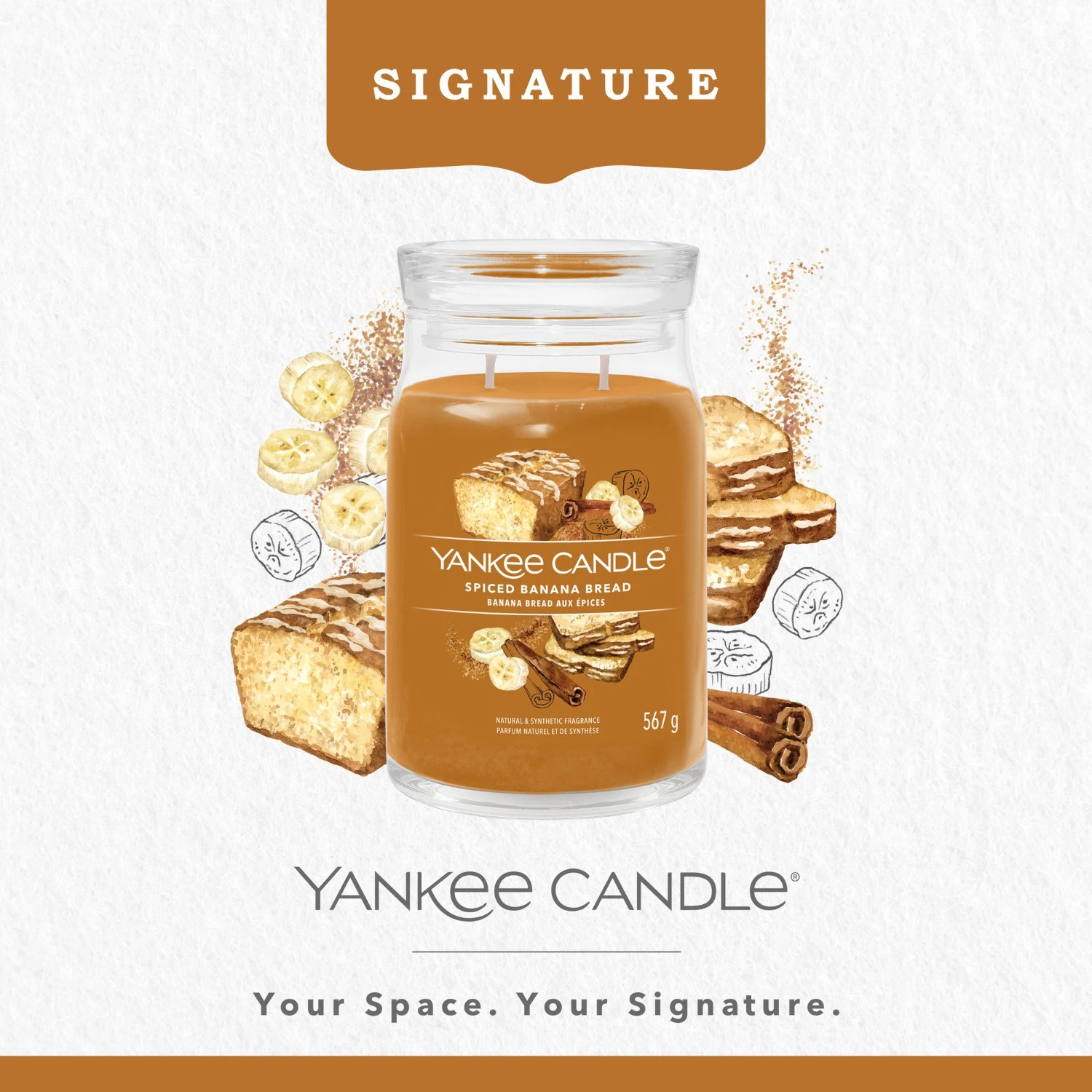 YANKEE CANDLE Grande Jarre Banan Bread aux Epices
