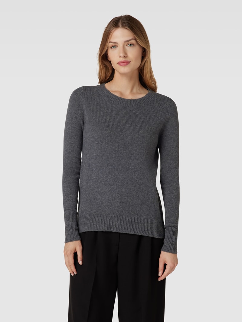 Strickpullover mit Rundhalsausschnitt in anthrazit meliert