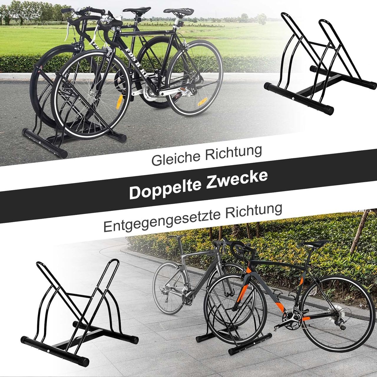 Costway Fahrradständer Bodenparker für 2 Fahrräder Bügelparker