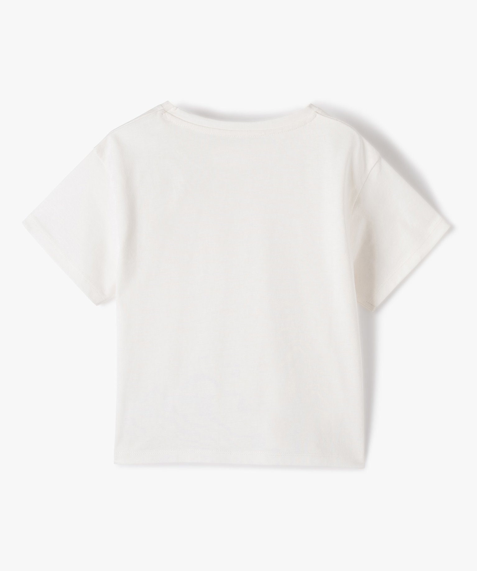 Tee-shirt fille à manches courtes coupe courte et large ecru | GEMO