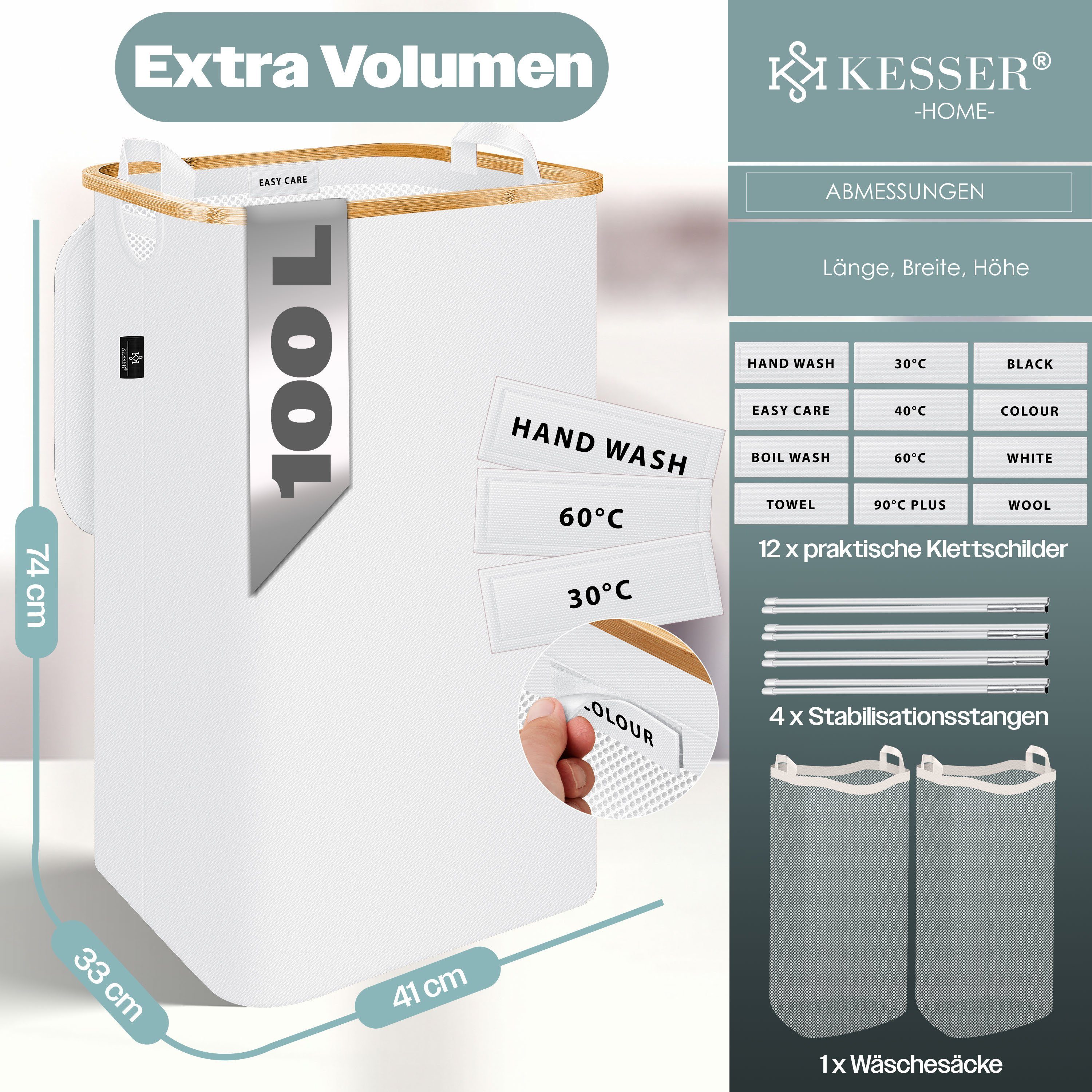 KESSER Wäschekorb, mit Deckel faltbar Wäschebox Wäschetruhe Wäschetonne