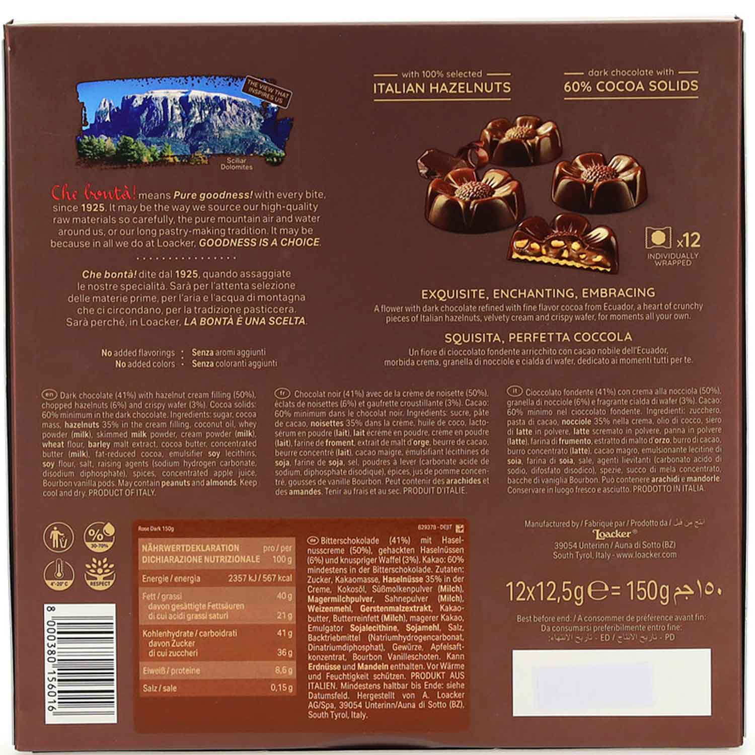 Loacker Rose of the Dolomites Dark 150g