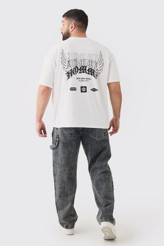Plus Oversize T-Shirt mit Homme Moto Racing Print