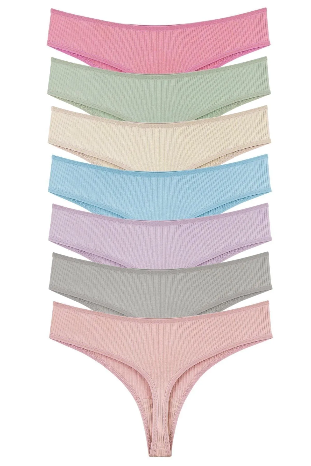 Sensu  Gerippter brasilianischer Tanga für Damen im 7er-Pack
