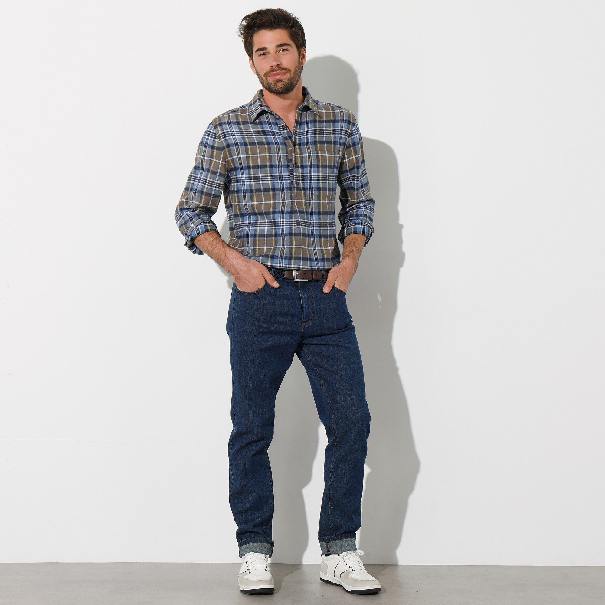 Chemise extra-longue carreaux flanelle