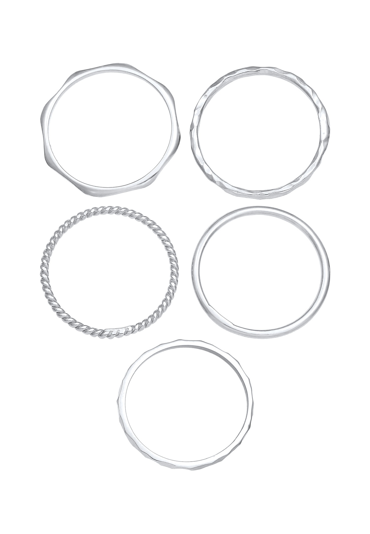 Conjunto de anillos apilables minimalistas Elli para mujer, estilo básico de bloguera de moda, en plata de ley 925.