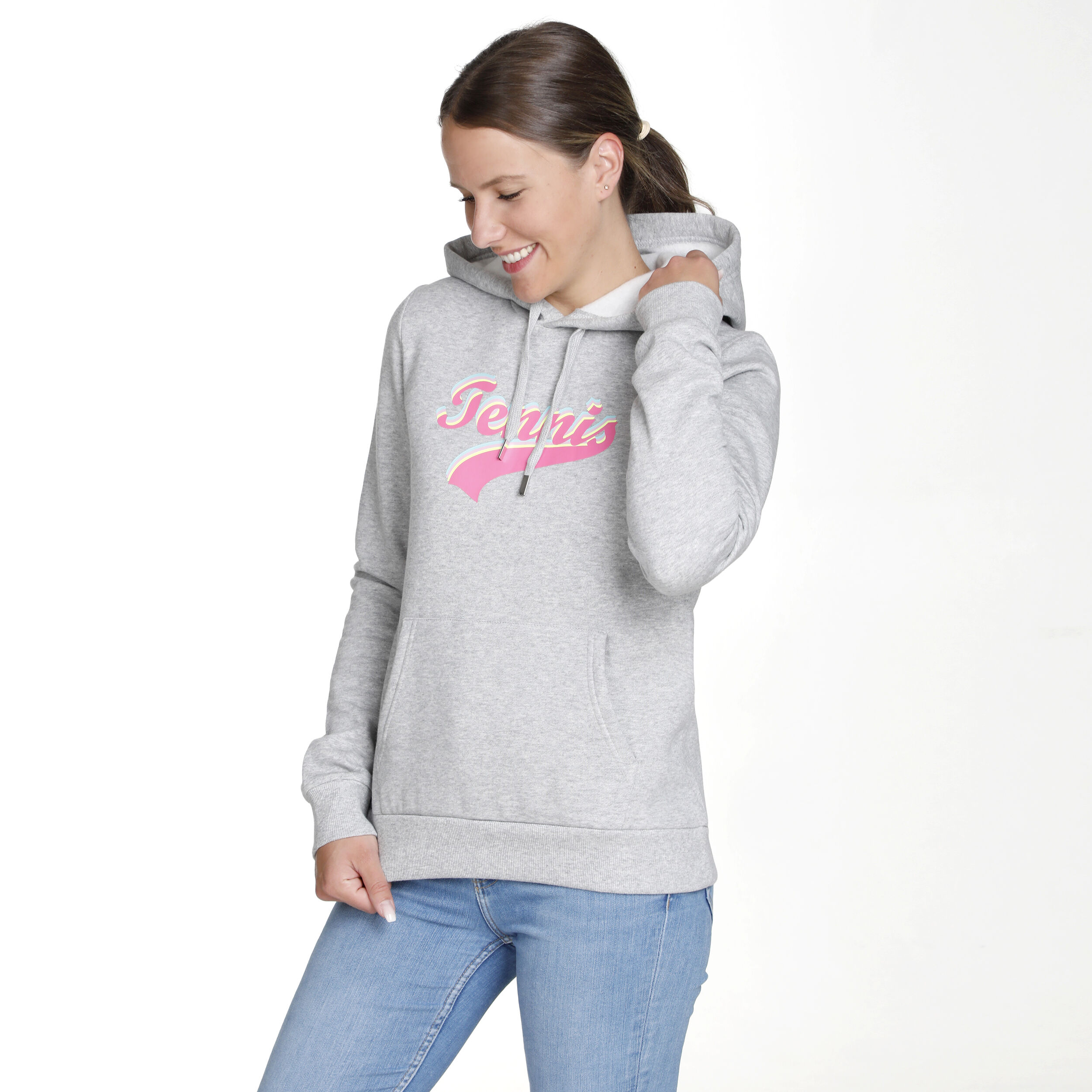 Tennis Signature Hoody Damen - Grau, Mehrfarbig
