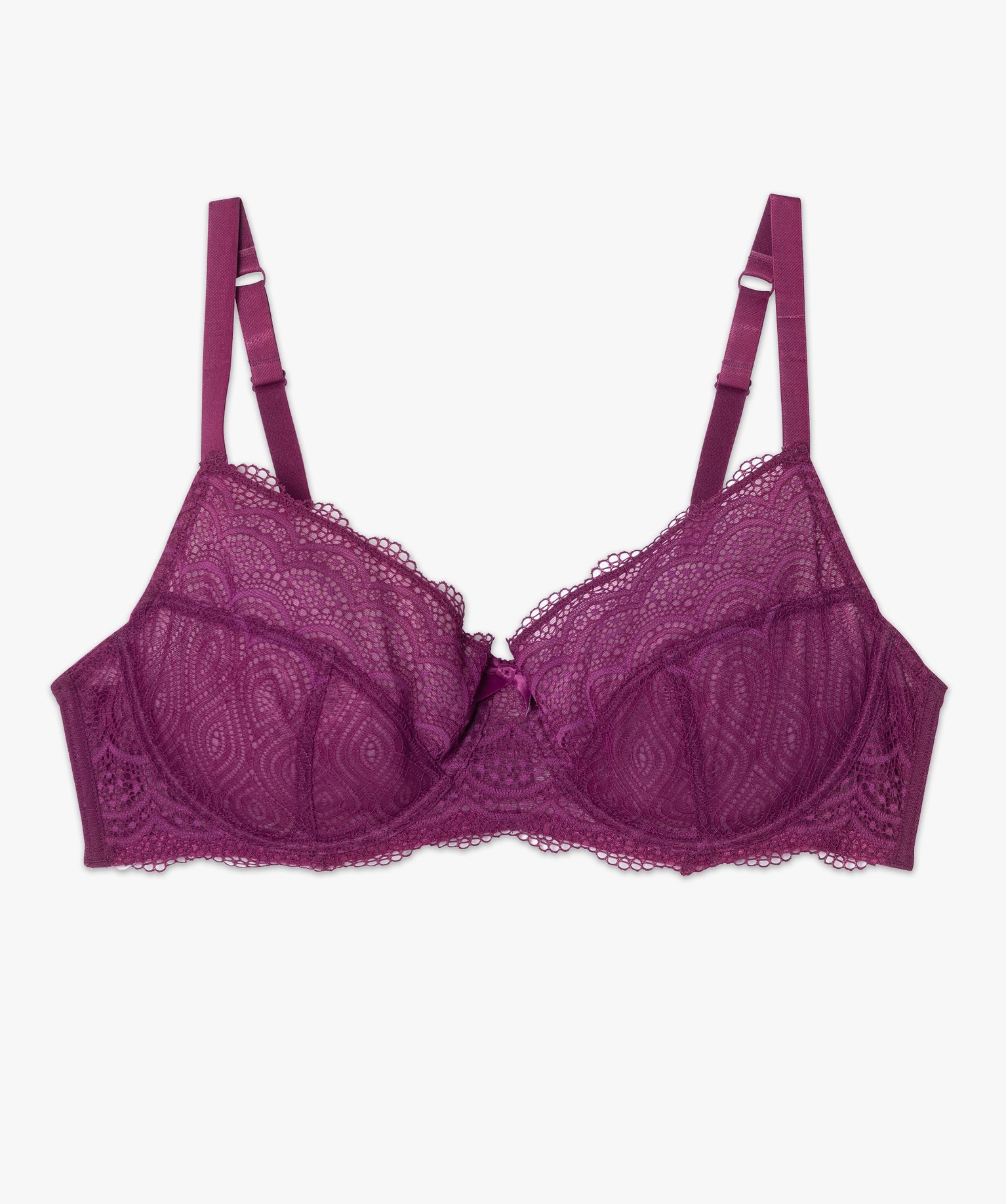 Soutien-gorge emboitant grande taille à armatures en dentelle violet | GEMO