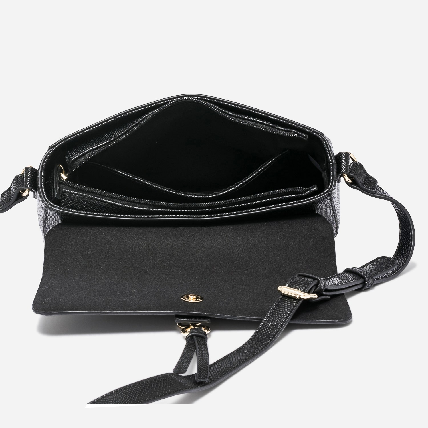 Sac bandoulière noir avec double anneaux