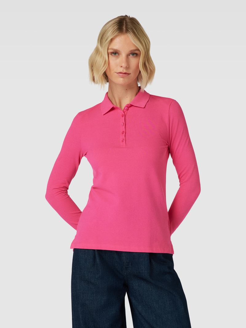 Longsleeve mit Polokragen in fuchsia