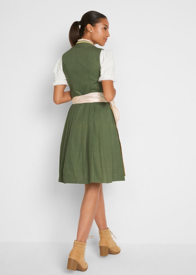 Dirndl mit Stehkragen, knieumspielend (2-tlg. Set)