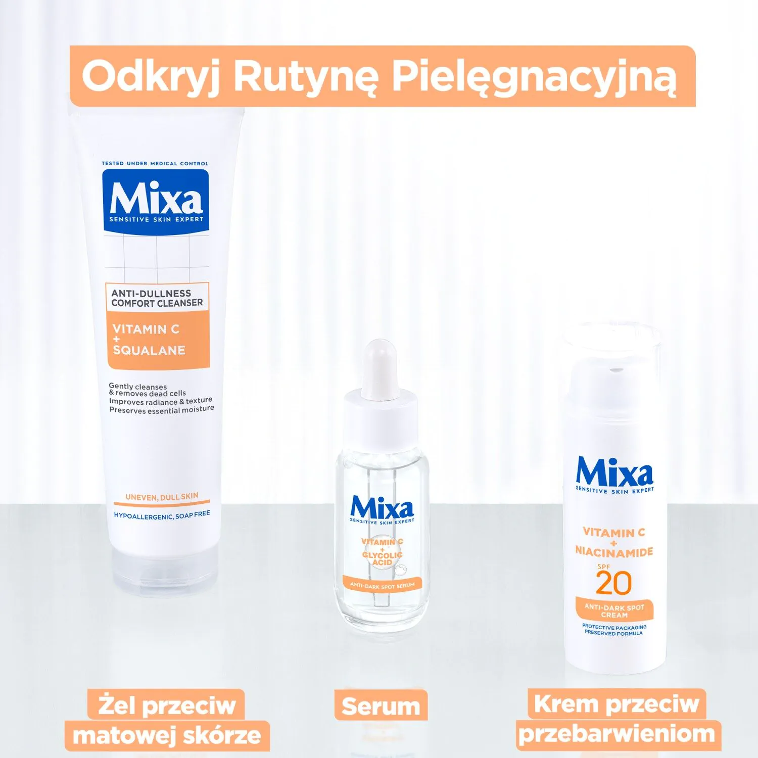 „Mixa“ vitamino C ir skvalano veido valymo gelis nuo odos defektų