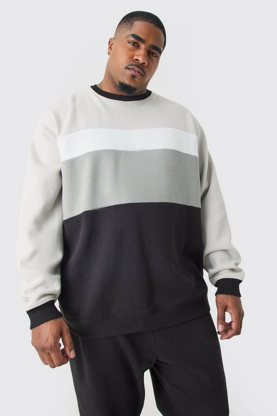 Plus Colorblock Sweatshirt-Trainingsanzug