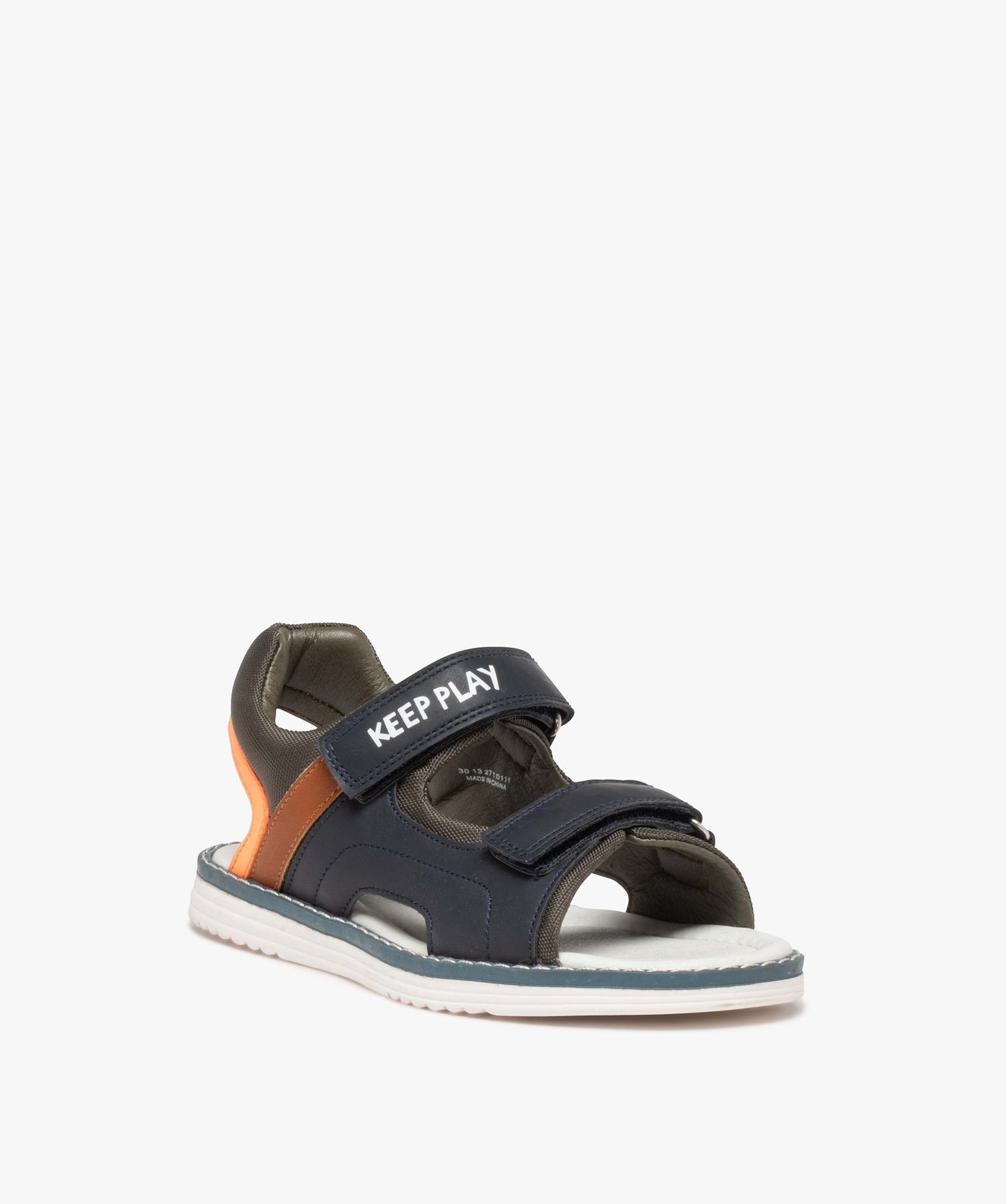 Sandales Garçon ouvertes à double scratch marine | GEMO
