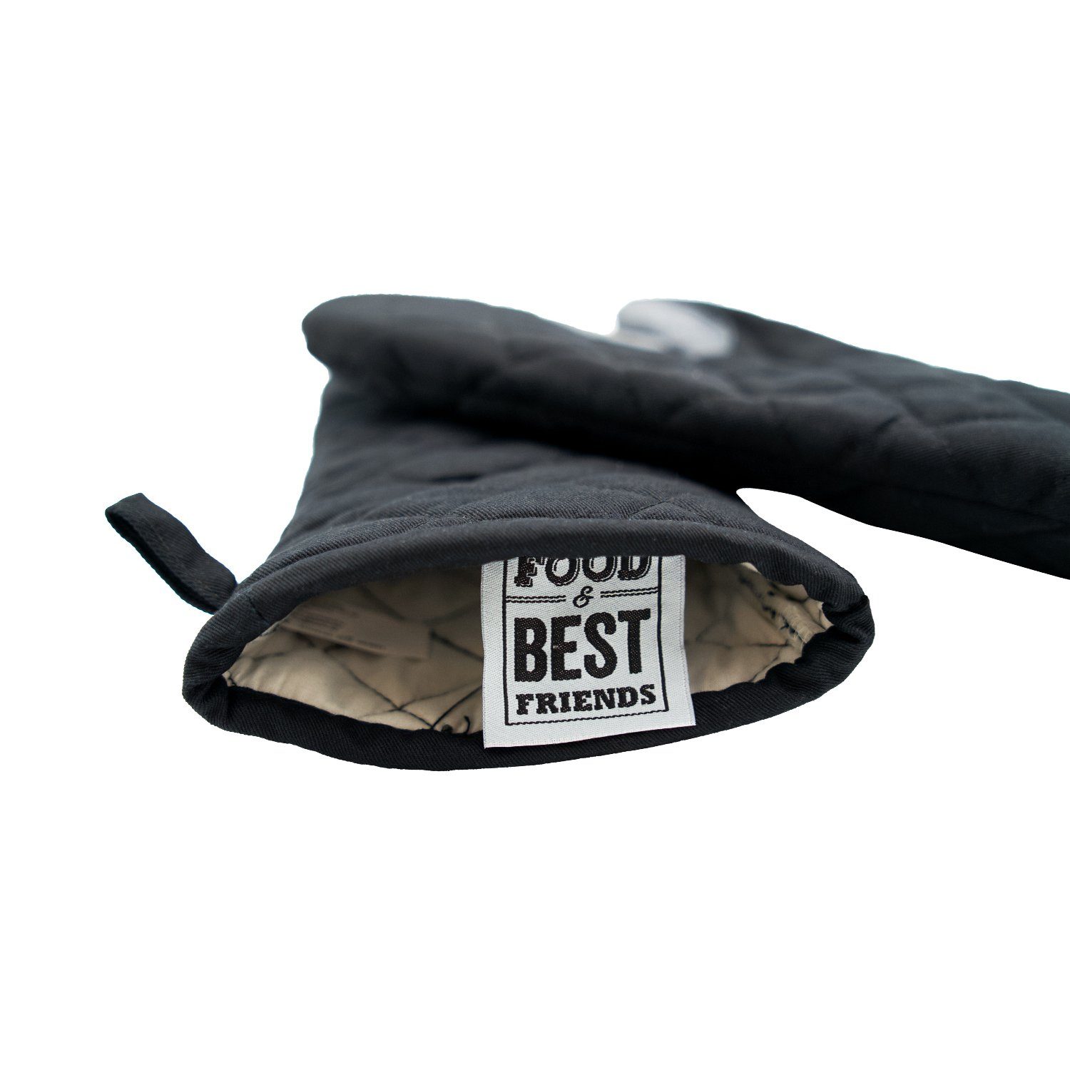 Food & Best Friends Topfhandschuhe Ofenhandschuhe, (1-tlg., 1 Paar), Backhandschuh mit Anti-Rutsch-Patch, hitzebeständig, schwarz