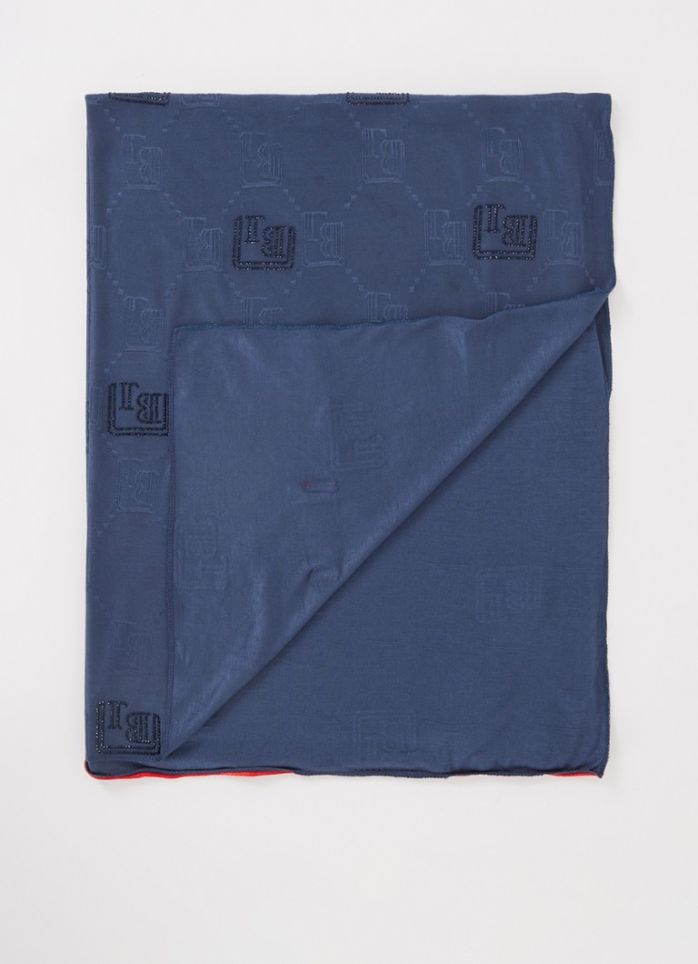 BYLIMA Enchanté scarf with logo print and rhinestones 200 x 75 cm