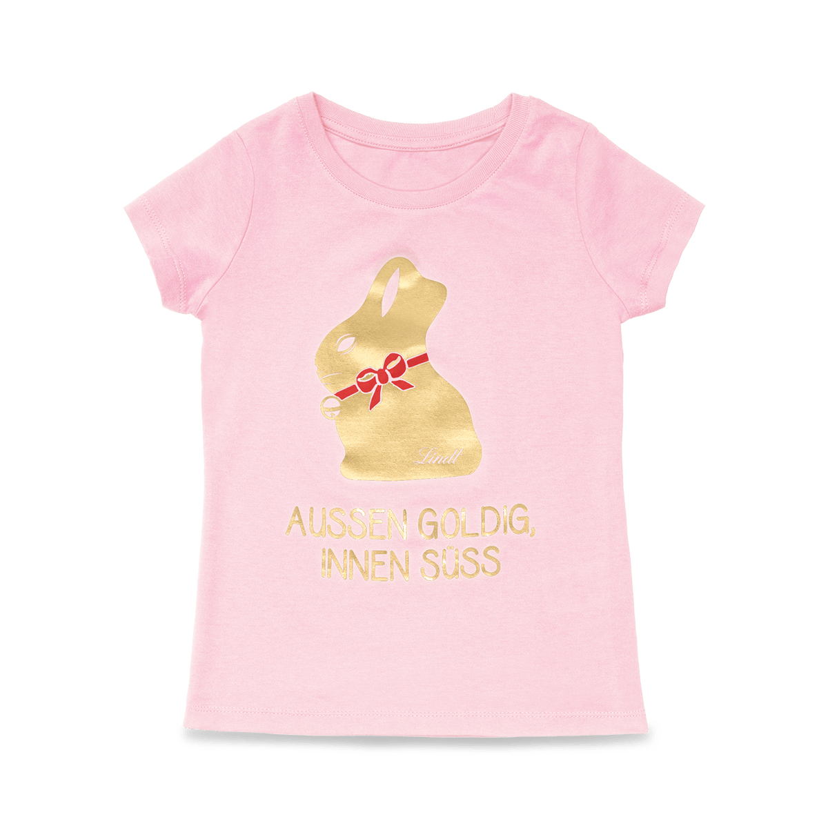 Kinder T-Shirt „Außen goldig, innen süß“ rosa, Größe 122-128