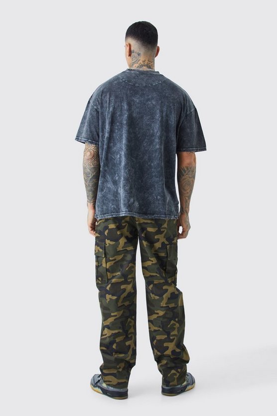 Tall lockere Twill Camouflage Cargo-Hose mit Farbspritzern