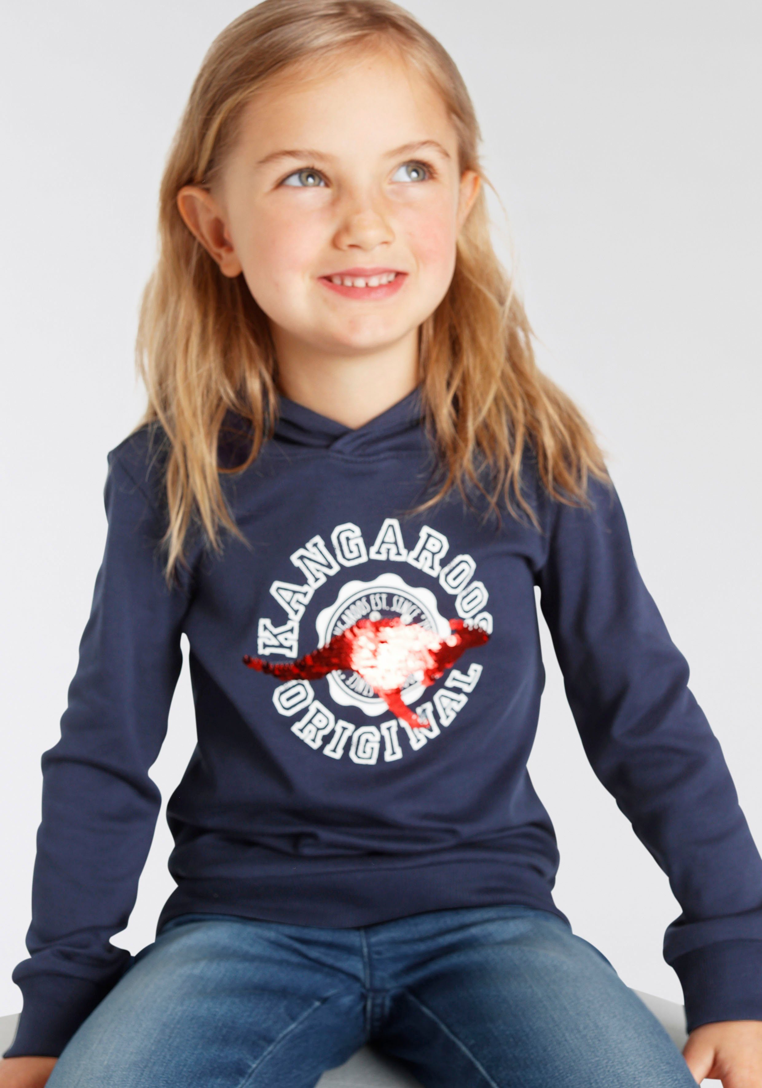 KangaROOS Kapuzensweatshirt aus Interlock-Material mit Wendepailletten
