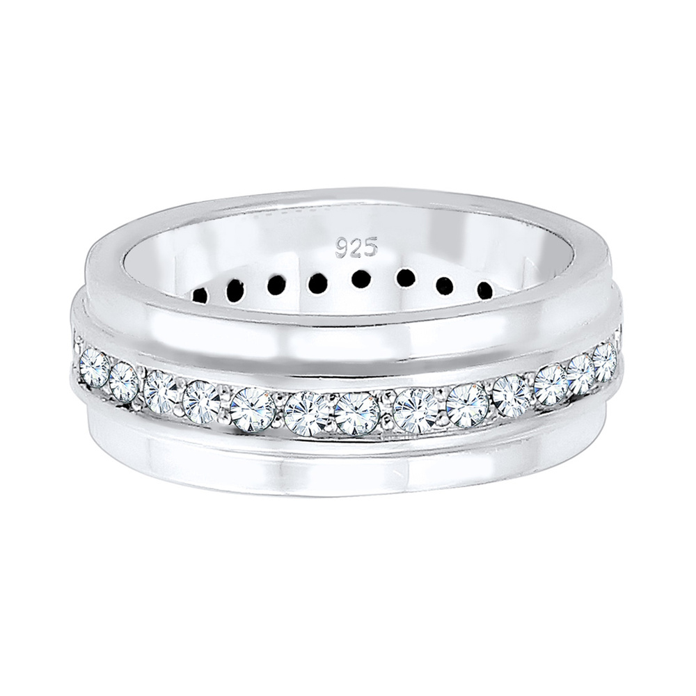 Elli Elli Bague Anneau de Bande Classique Cristaux Bague Femme - (925/1000) Argent Bague
