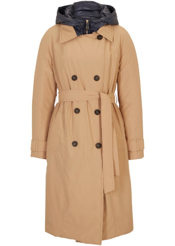Trenchcoat mit Westeneinsatz und Wattierung