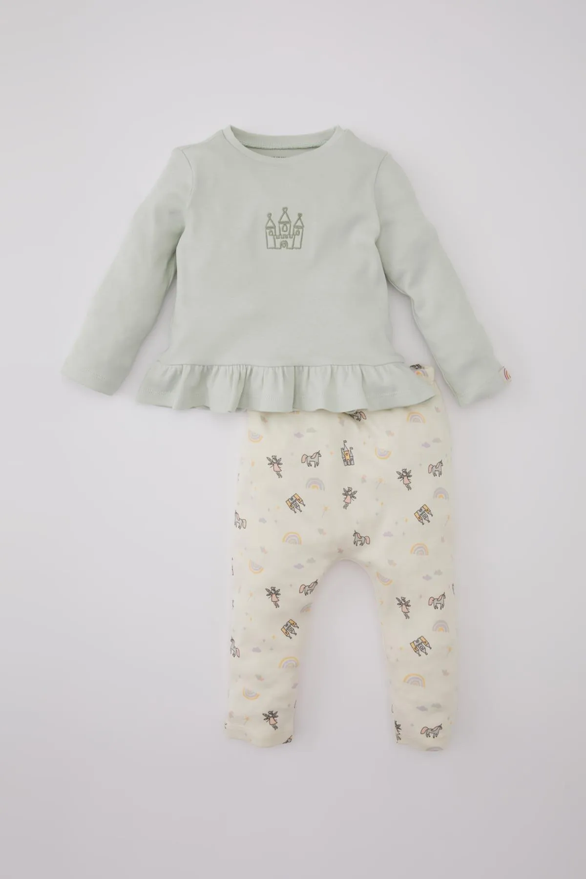 DeFacto  Langarm-T-Shirt-Leggings mit Einhorn-Aufdruck für Babys, 2er-Set