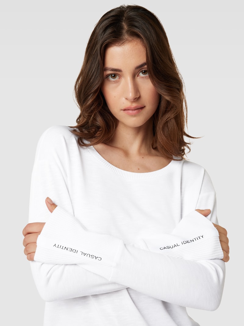 Longsleeve mit U-Boot-Ausschnitt in weiß