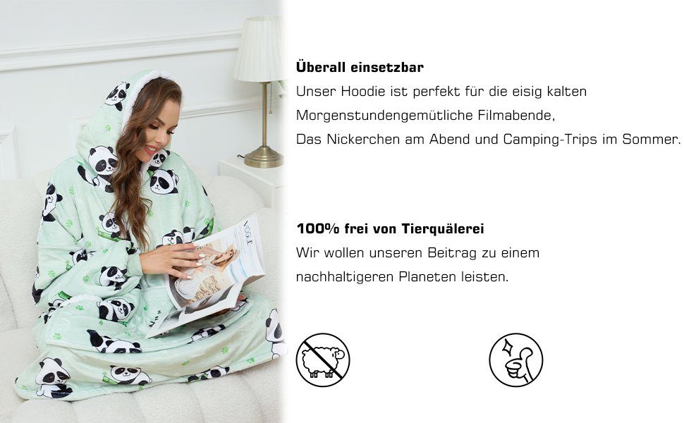 GRUIDAE Hoodie Hoodie Oversize Decke, Kuscheldecke mit ärmeln und Kapuze Weihnachtspullover decke mit ärmeln