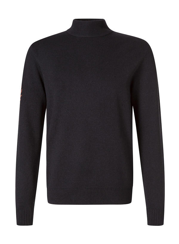 Fred Perry, Stehkragenpullover, Wolle, schwarz