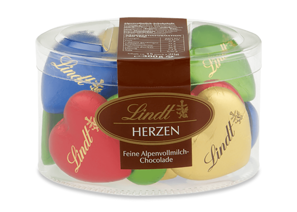Schokoladenherzen Mischung Köcher, 300g