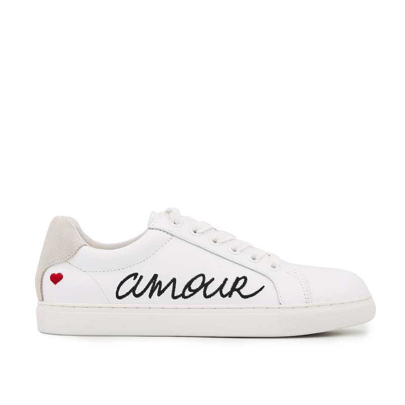 Baskets en cuir Simone amour blanc/noir