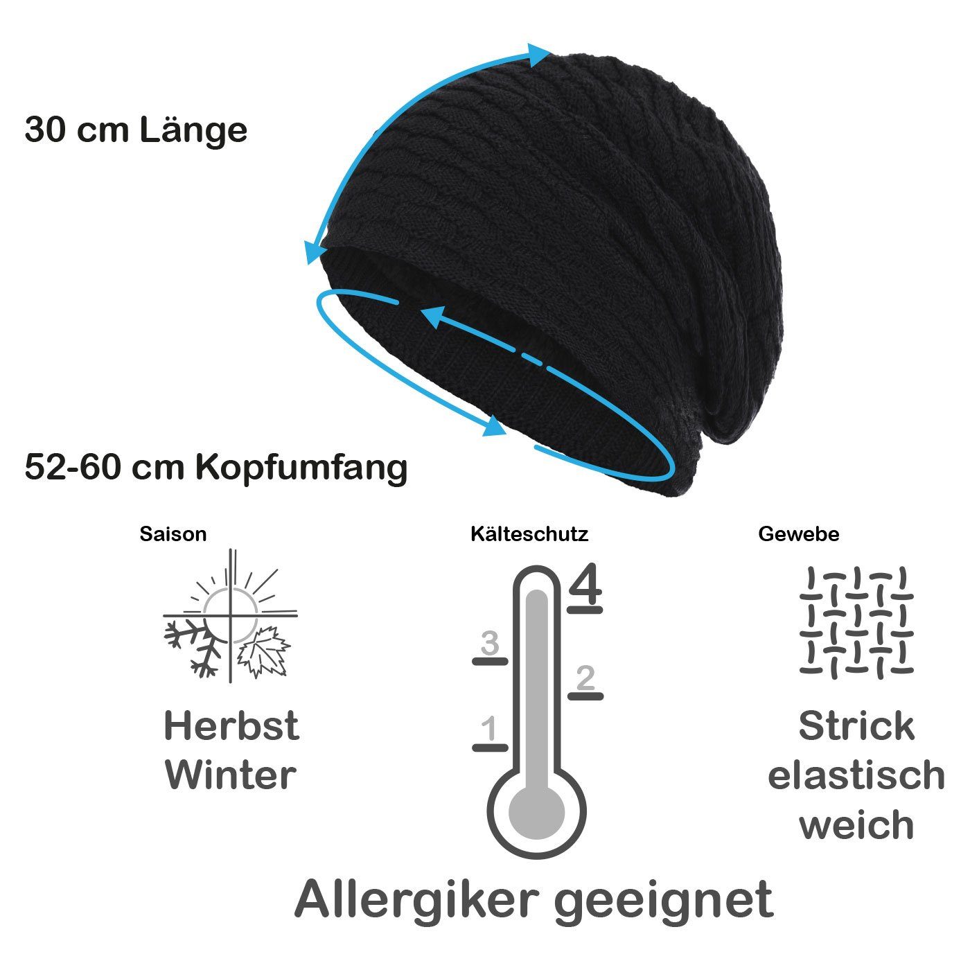 compagno Strickmütze (1-St) Wintermütze warm gefütterte Mütze mit Wabenmuster Beanie meliert