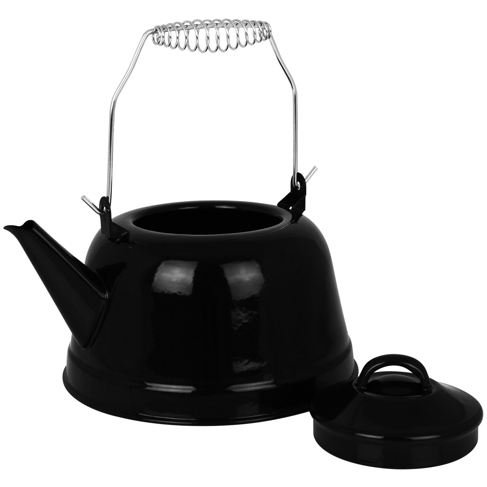 Hatex Wasserkessel Campingkessel 2,4L Henkel Wassertopf Campingkocher Stahlkessel, Wasser Kessel Tee Kocher Emaille Kessel Camping